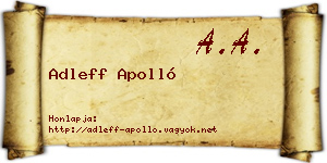 Adleff Apolló névjegykártya